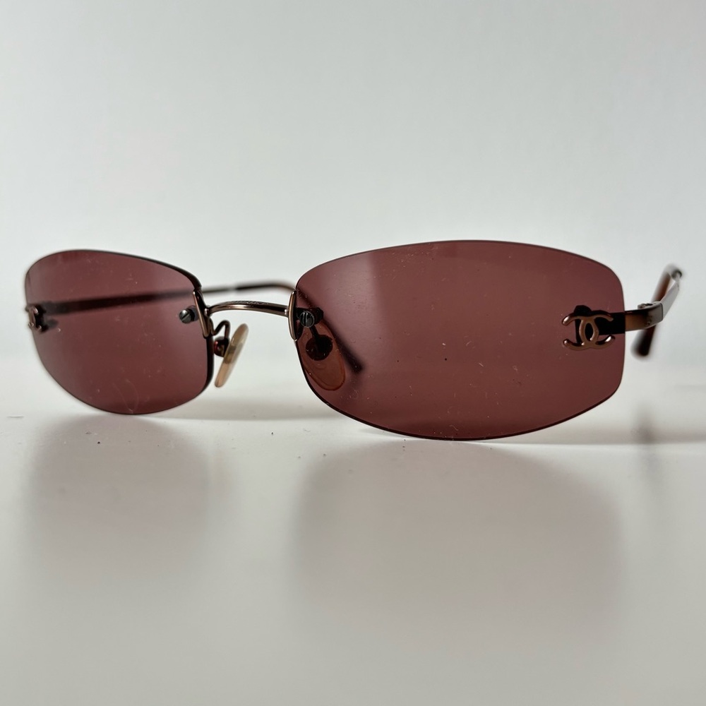 Chanel Vintage Unisex Rimless Sunglasses with a case